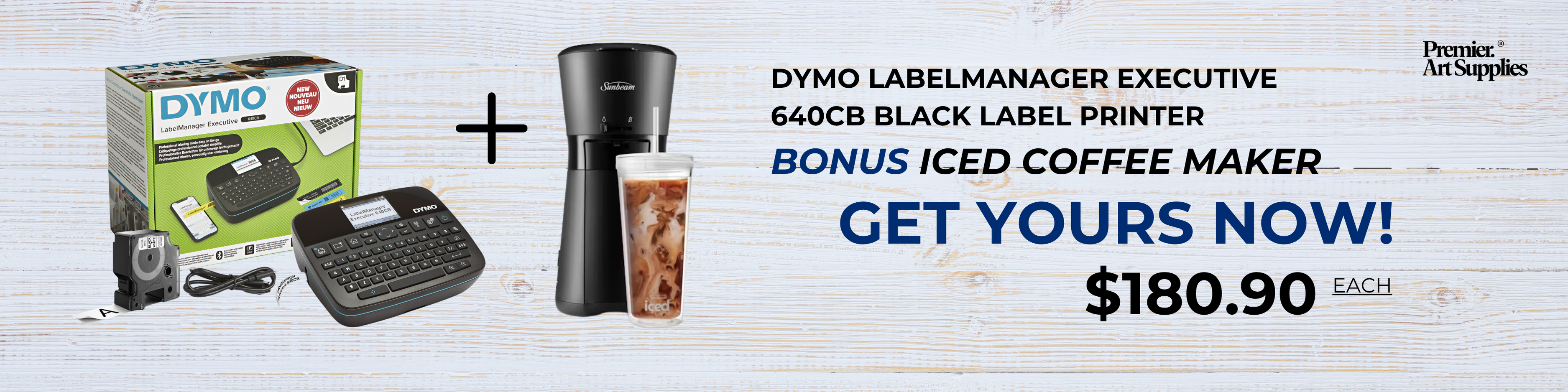 Dymo LabelManager Executive 640CB Black Label Printer Bonus Iced Coffee Maker