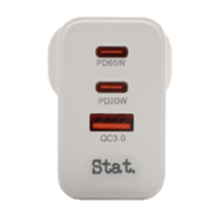 Stat. 65W GaN USB-A And USB-C Fast Wall Charger White