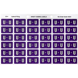 Avery Side Tab Alphabetical Colour Coding Label U