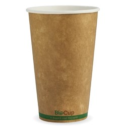 BioPak BCK-16-GS-V2 Kraft Green Stripe 510ml/16oz Single Wall BioCup